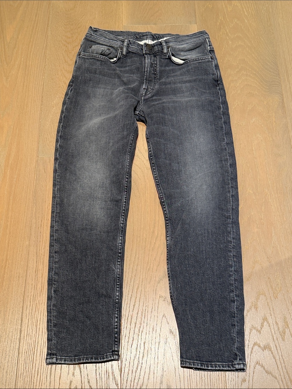 Acne Slim Straight Jeans in Washed Black
